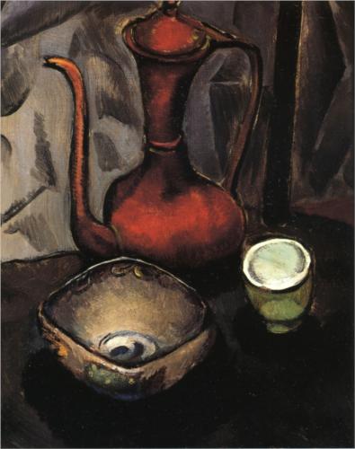 ManRay_still-life-with-red-tea-kettle_1913