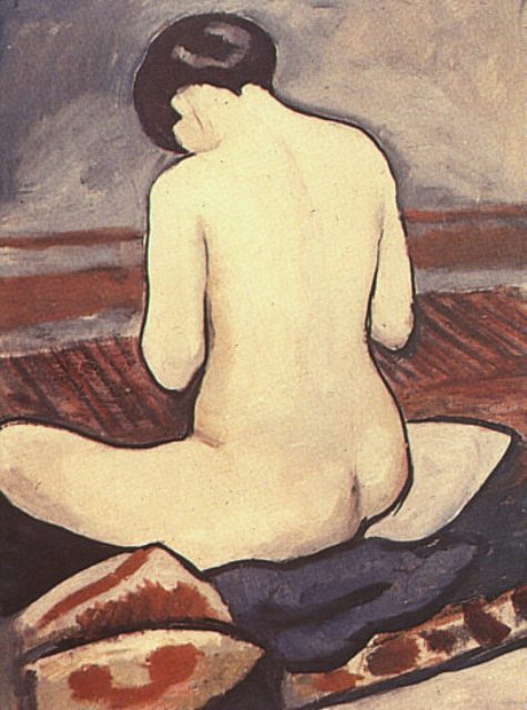 Macke_SittingNudeWithCushions_1911 ok